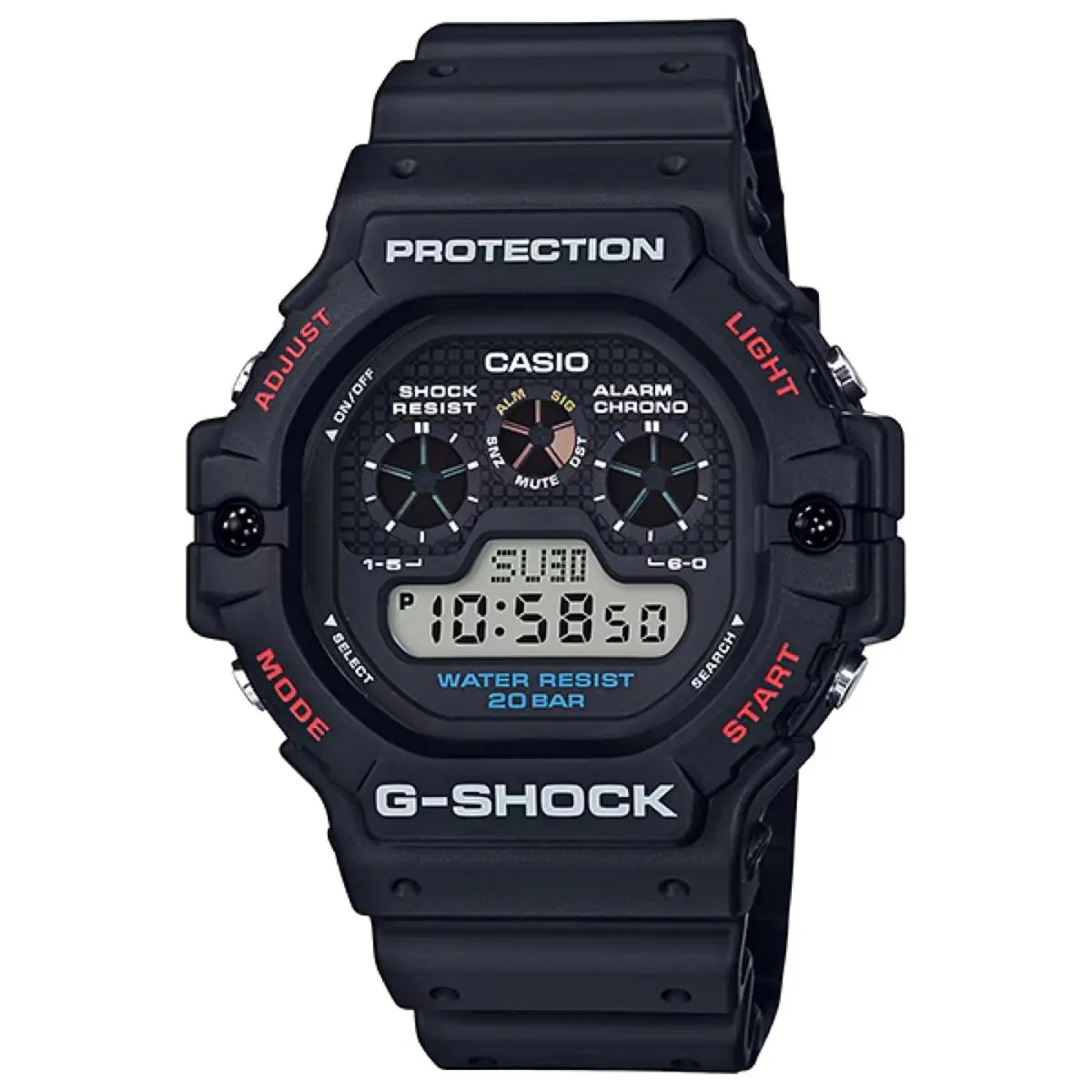 G-shock Men`s Black Dial Digital Watch Black Resin Strap - DW-5900-1DR by Casio