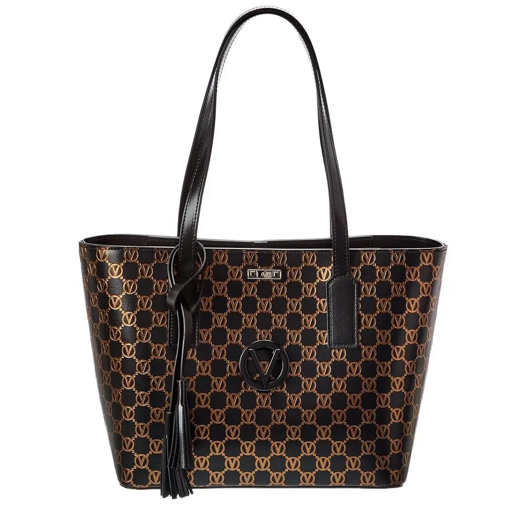 Valentino By Mario Valentino Prince Monogram Leather Tote Women`s Black