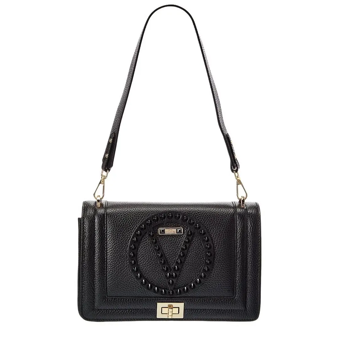 Valentino By Mario Valentino Alice Rock Leather Shoulder Bag Women`s Black