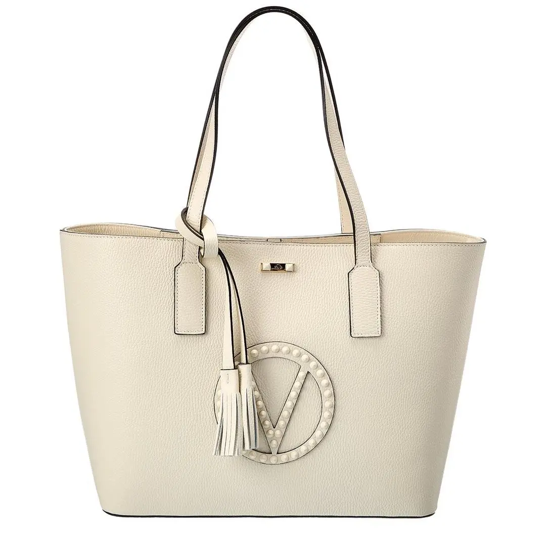 Valentino By Mario Valentino Soho Rock Leather Tote Women`s White