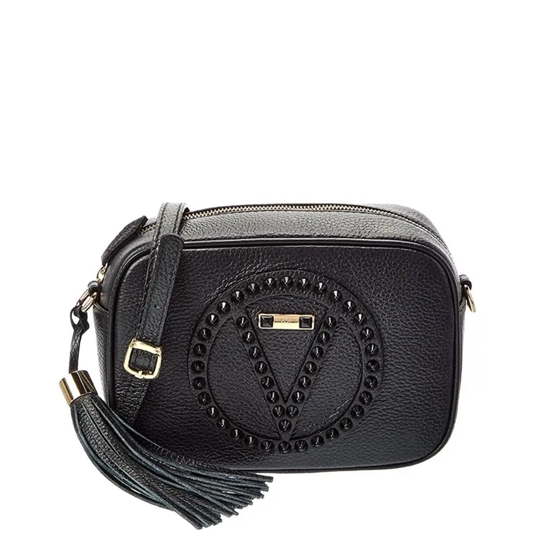 Valentino By Mario Valentino Mia Rock Leather Camera Bag Women`s Black