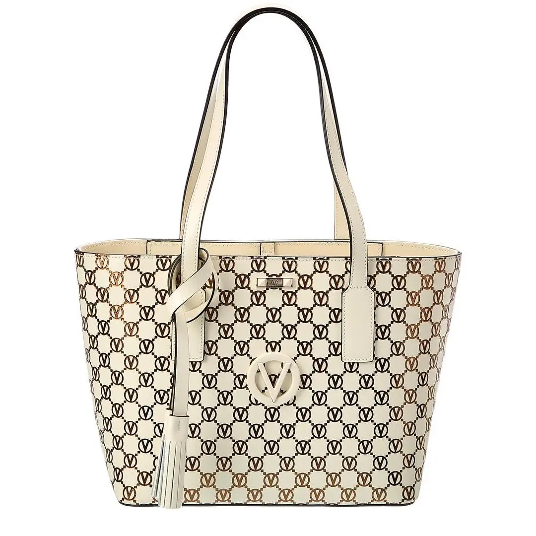 Valentino By Mario Valentino Prince Monogram Leather Tote Women`s White