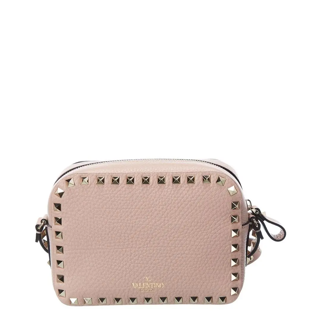Rockstud Grainy Leather Camera Bag Women`s Pink Os by Valentino