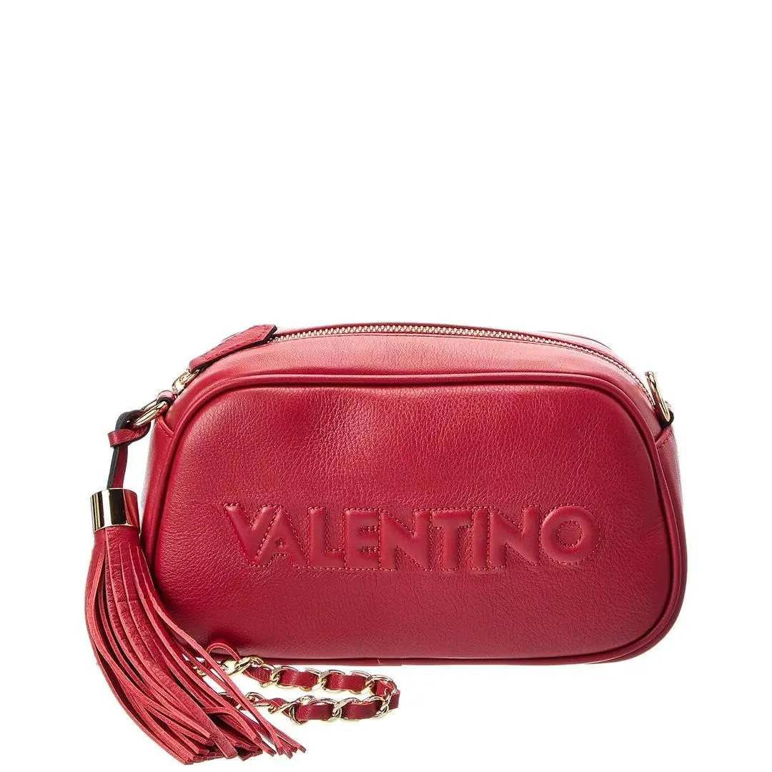Valentino By Mario Valentino Bella Embossed Leather Shoulder Bag Women`s Red