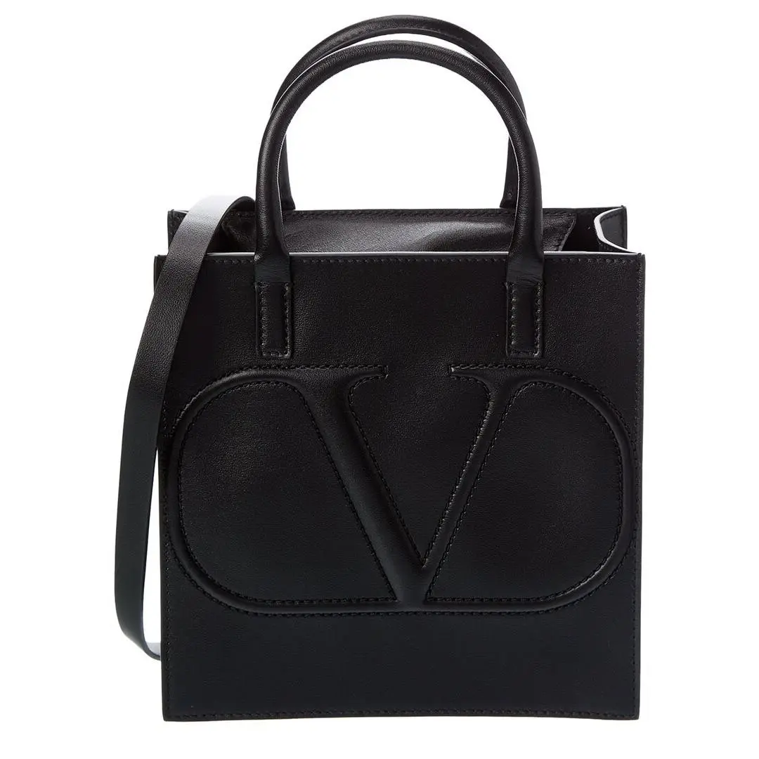Valentino Vlogo Leather Tote Women`s Black