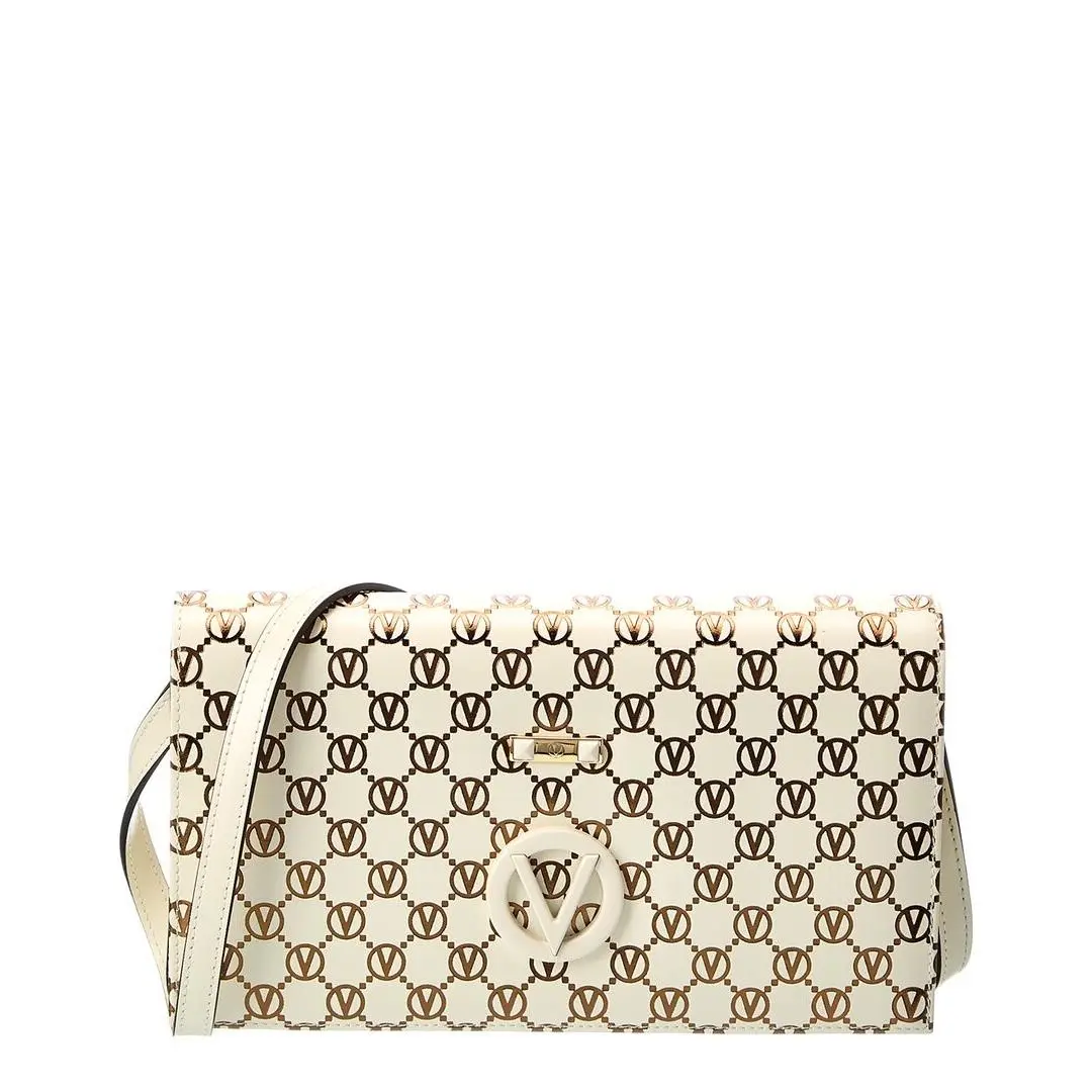 Valentino By Mario Valentino Lena Monogram Leather Shoulder Bag Women`s White