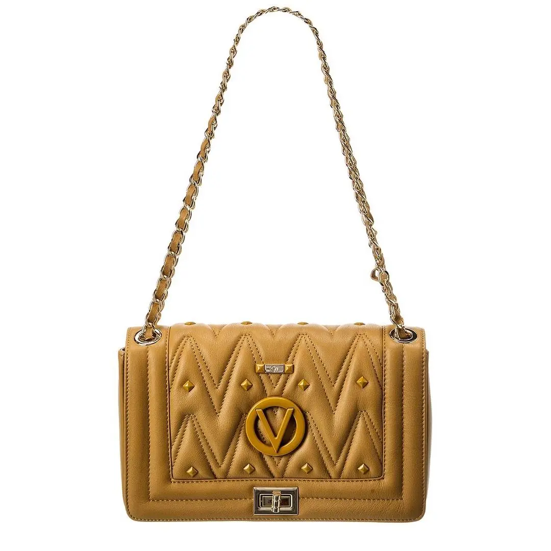 Valentino By Mario Valentino Alice Diamond Leather Shoulder Bag Women`s Gold