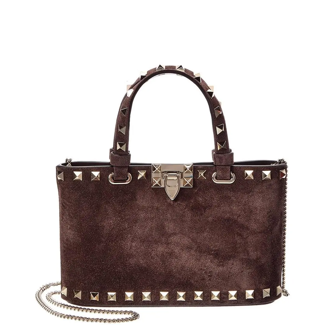 Rockstud Suede Shoulder Bag Women`s Brown Os by Valentino