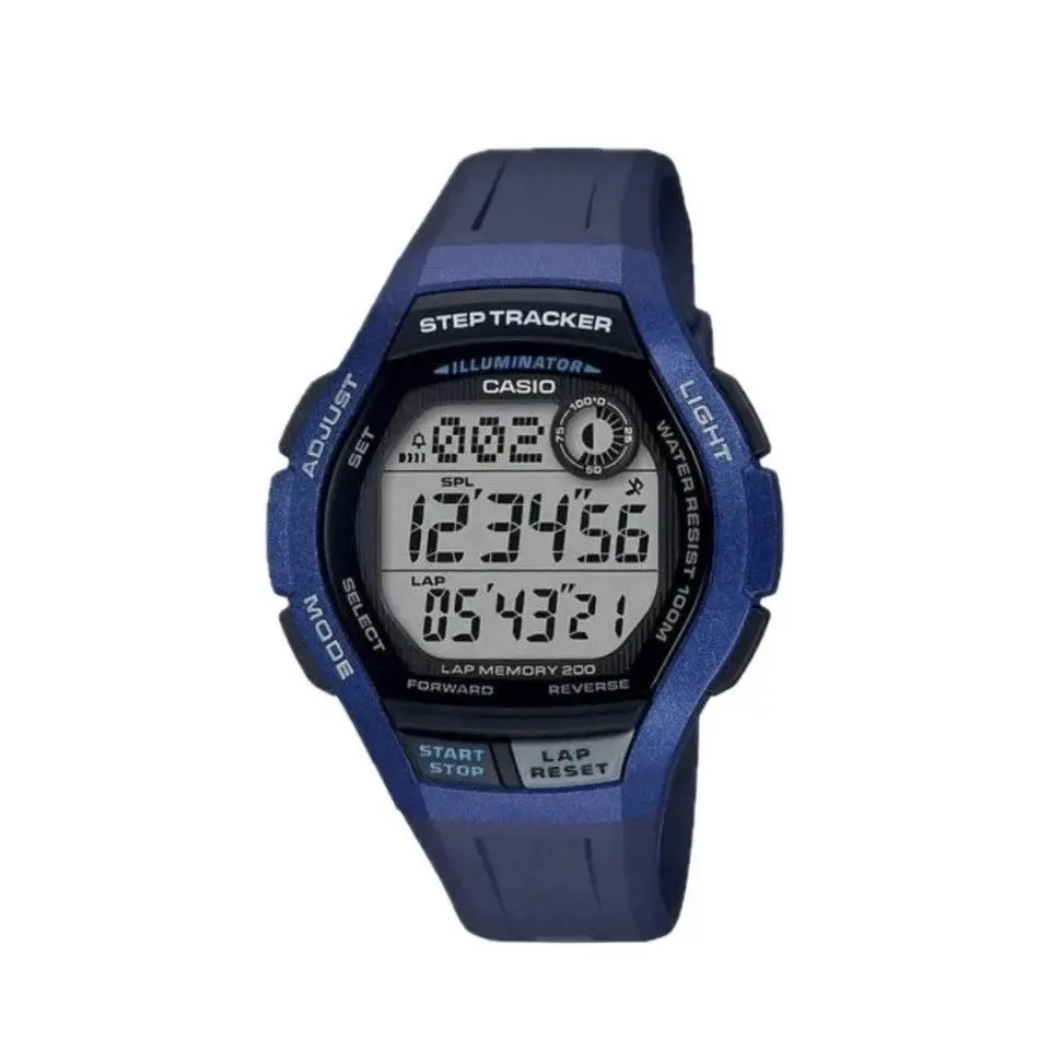 WS-2000H-2AVCF Blue Men`s Digital Step Tracker 200 Lap 100M Watch by Casio