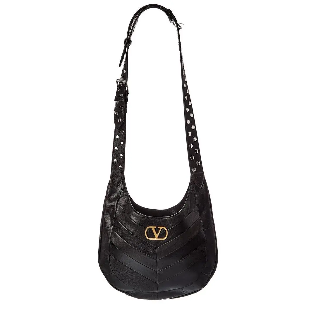 Vlogo Leather Hobo Bag Women`s Black by Valentino