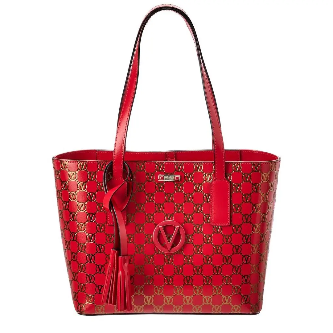 Valentino By Mario Valentino Prince Monogram Leather Tote Women`s Red