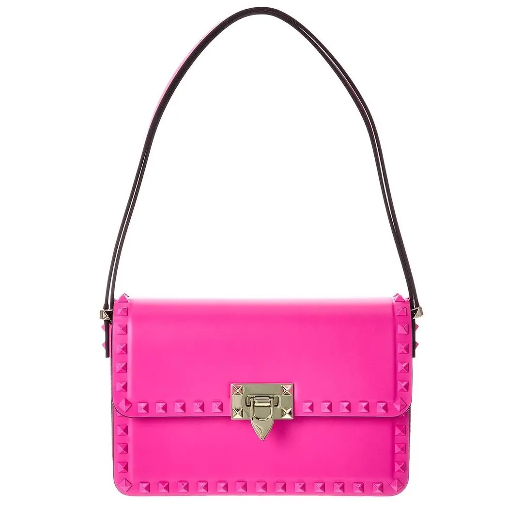 Rockstud Leather Shoulder Bag Women`s Pink by Valentino