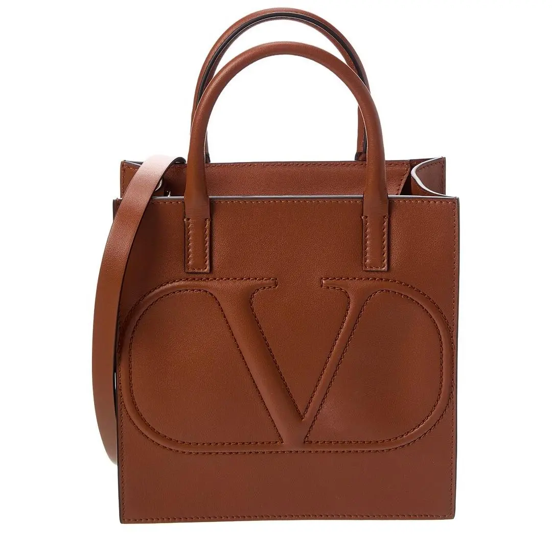 Valentino Vlogo Leather Tote Women`s Brown