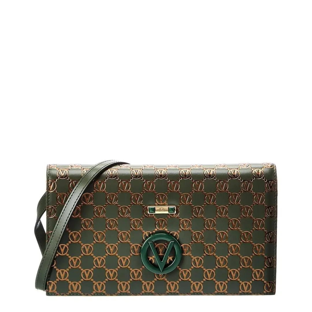 Valentino By Mario Valentino Lena Monogram Leather Shoulder Bag Women`s Green
