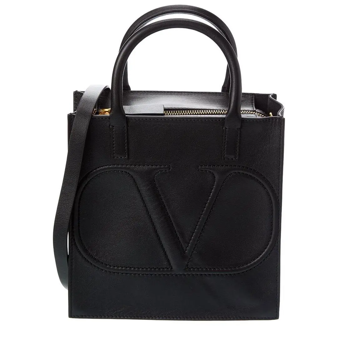 Valentino Vlogo Leather Tote Women`s Black