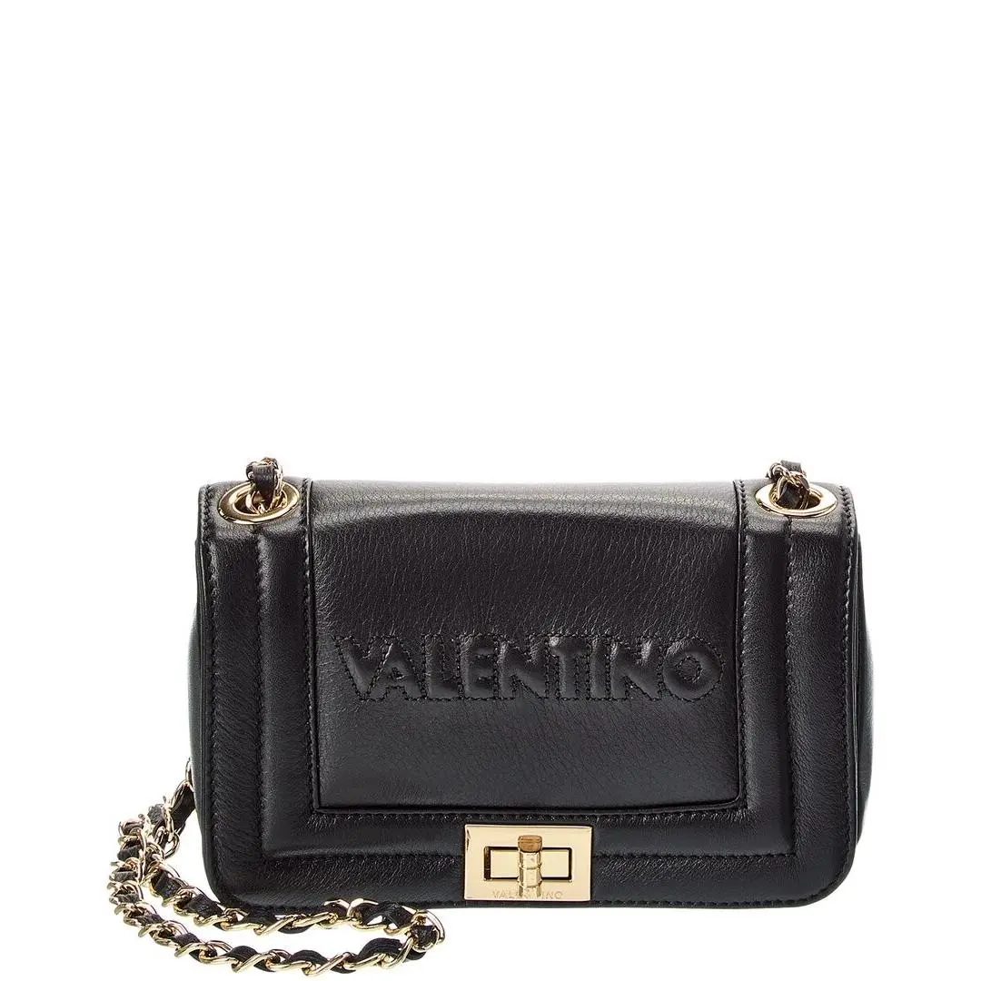 Valentino By Mario Valentino Beatriz Embossed Leather Shoulder Bag Women`s Black