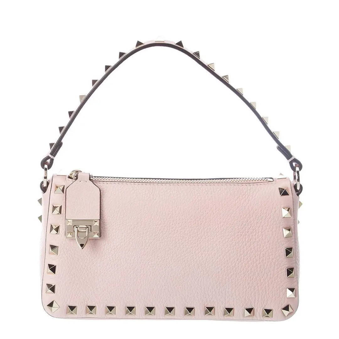 Rockstud Small Grainy Leather Crossbody Women`s Pink by Valentino