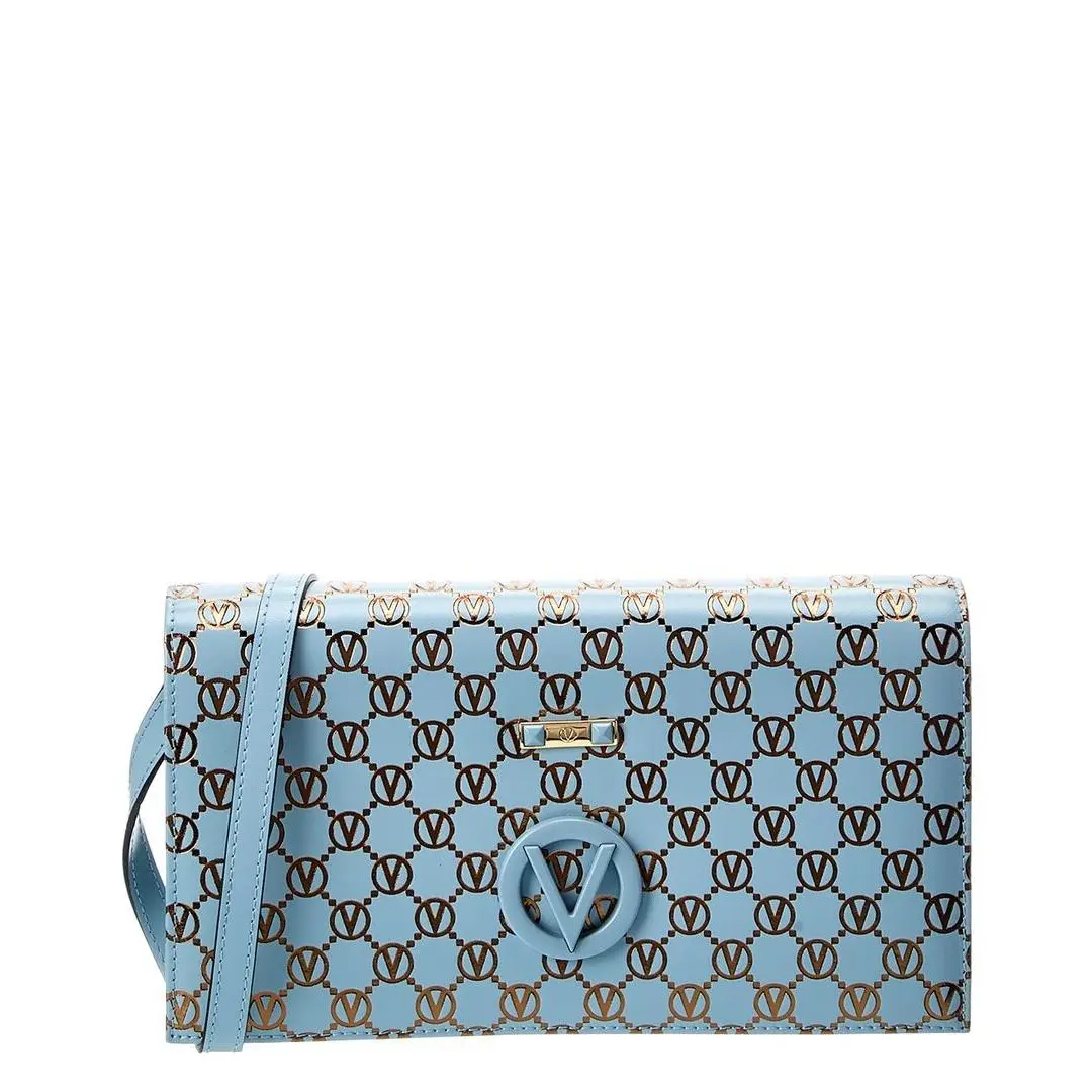 Valentino By Mario Valentino Lena Monogram Leather Shoulder Bag Women`s Blue