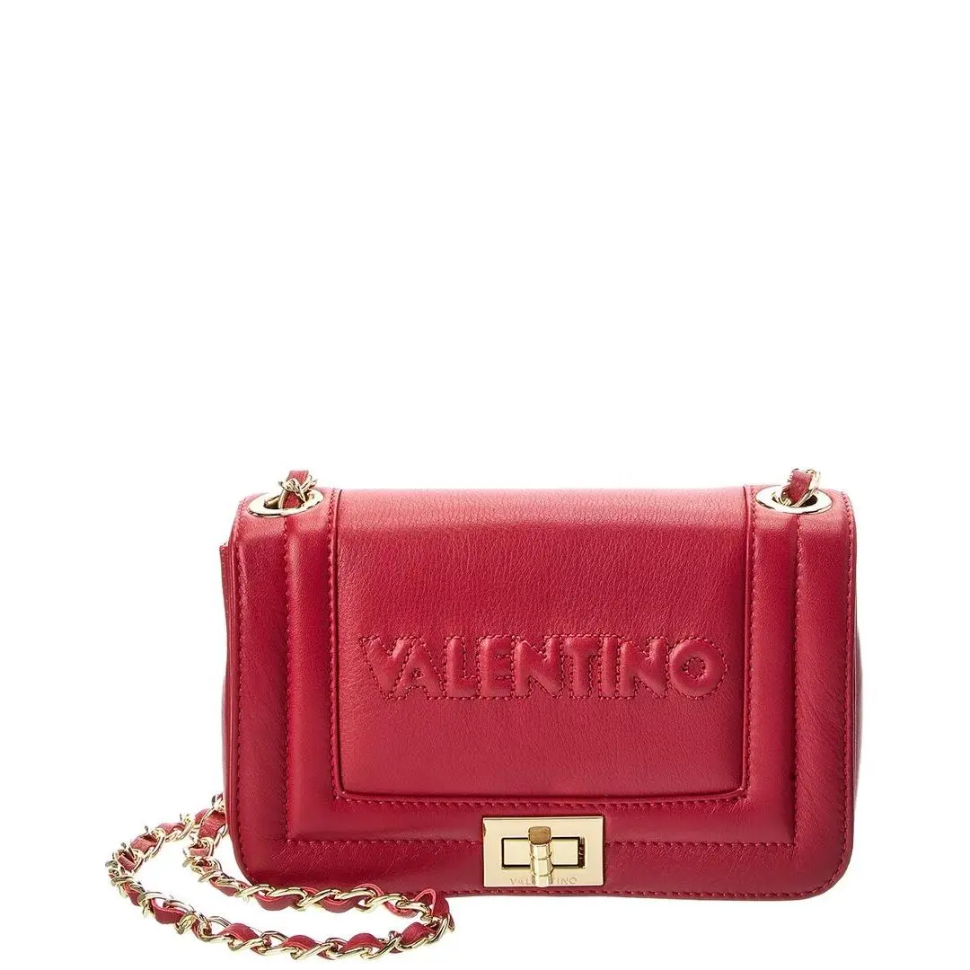 Valentino By Mario Valentino Beatriz Embossed Leather Shoulder Bag Women`s Red
