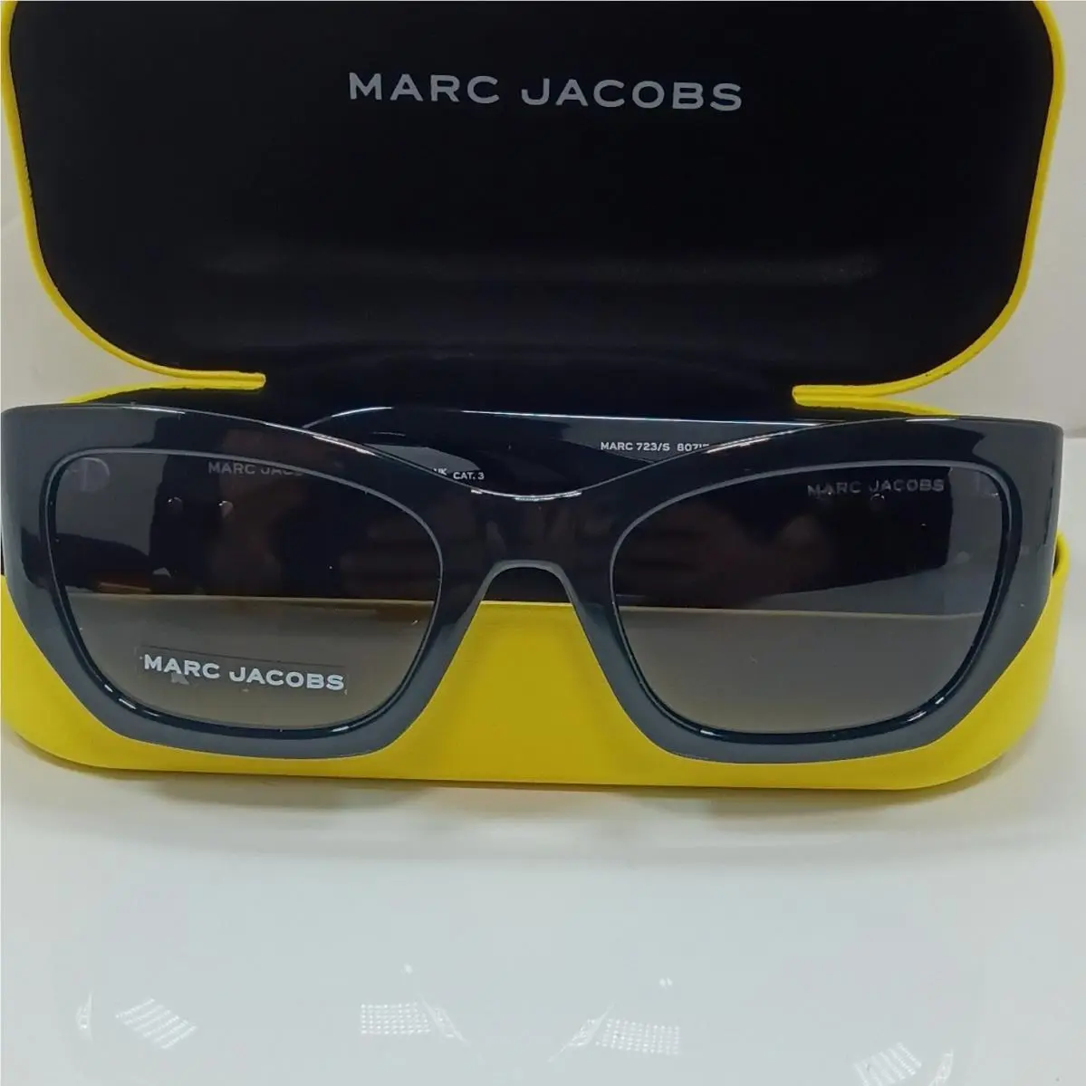 Marc 723/S 807IR Oversized Rectangular Sunglasses Black Gray UV400 by Marc Jacobs