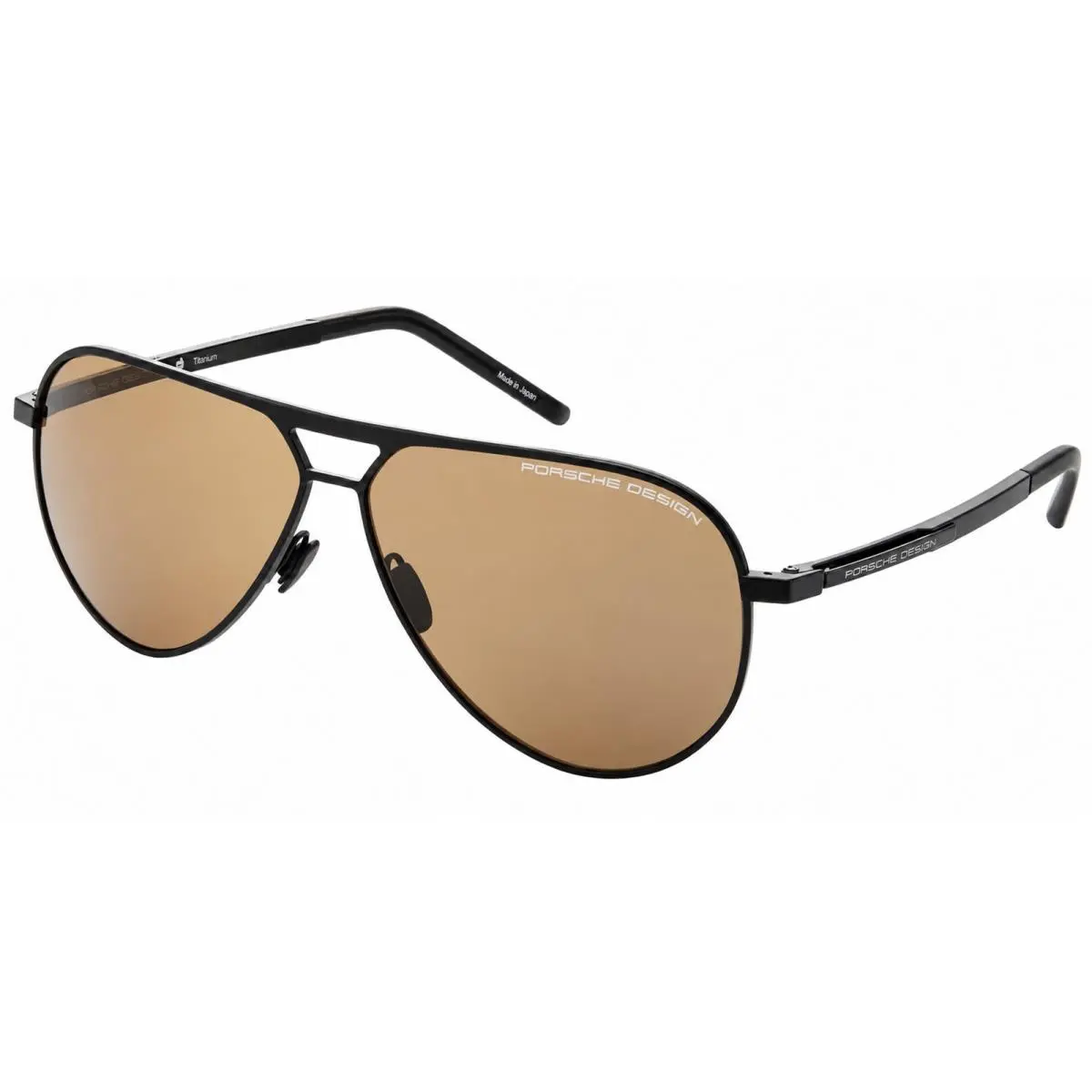 Design Men`s Titanium Aviator Sunglasses w /flex Hinges - P8942 - Japan Satin Black/Brown (63A) by Porsche