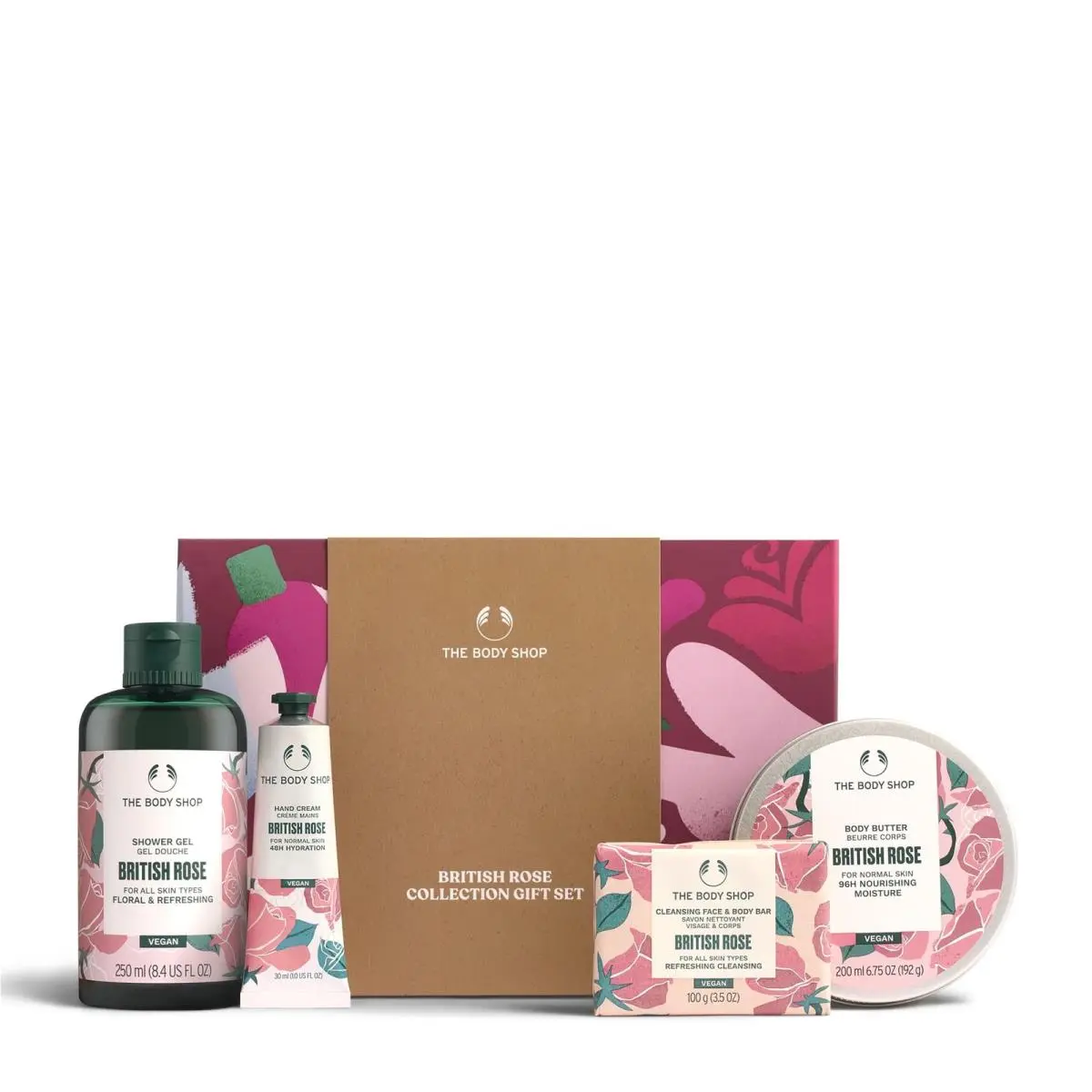 British Rose Collection Gift Set 4 Piece Shower Gel Body Butter Hand Cream Bar by THE BODY SHOP