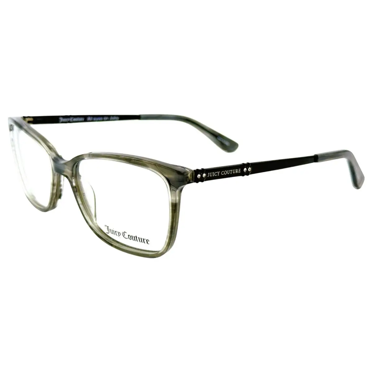 JU171 Womens Plastic Eyeglass Frame 7C5 Black Crystal 53-17 w Case by Juicy Couture