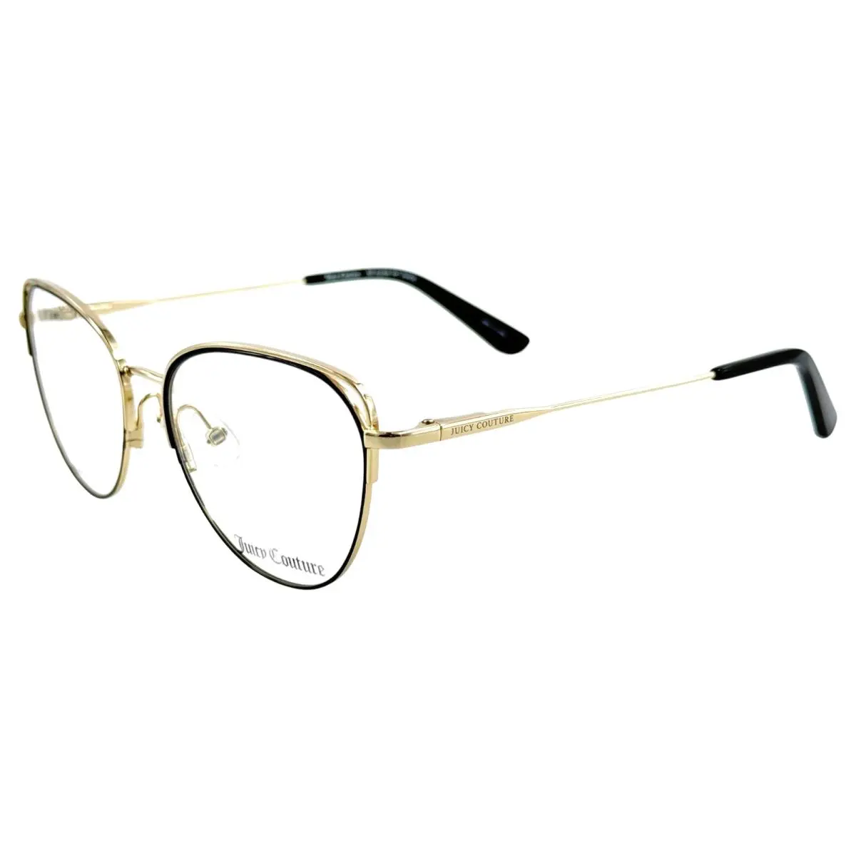 JU 200G Womens Metal Eyeglass Frame Rhl Gold Black 52-17 w Case by Juicy Couture