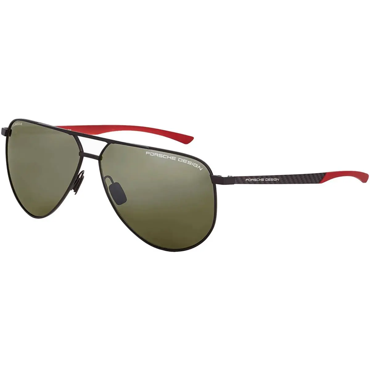 Porsche Design Polarized Carbon Fiber Men`s Black Aviator Sunglasses P8962-64A