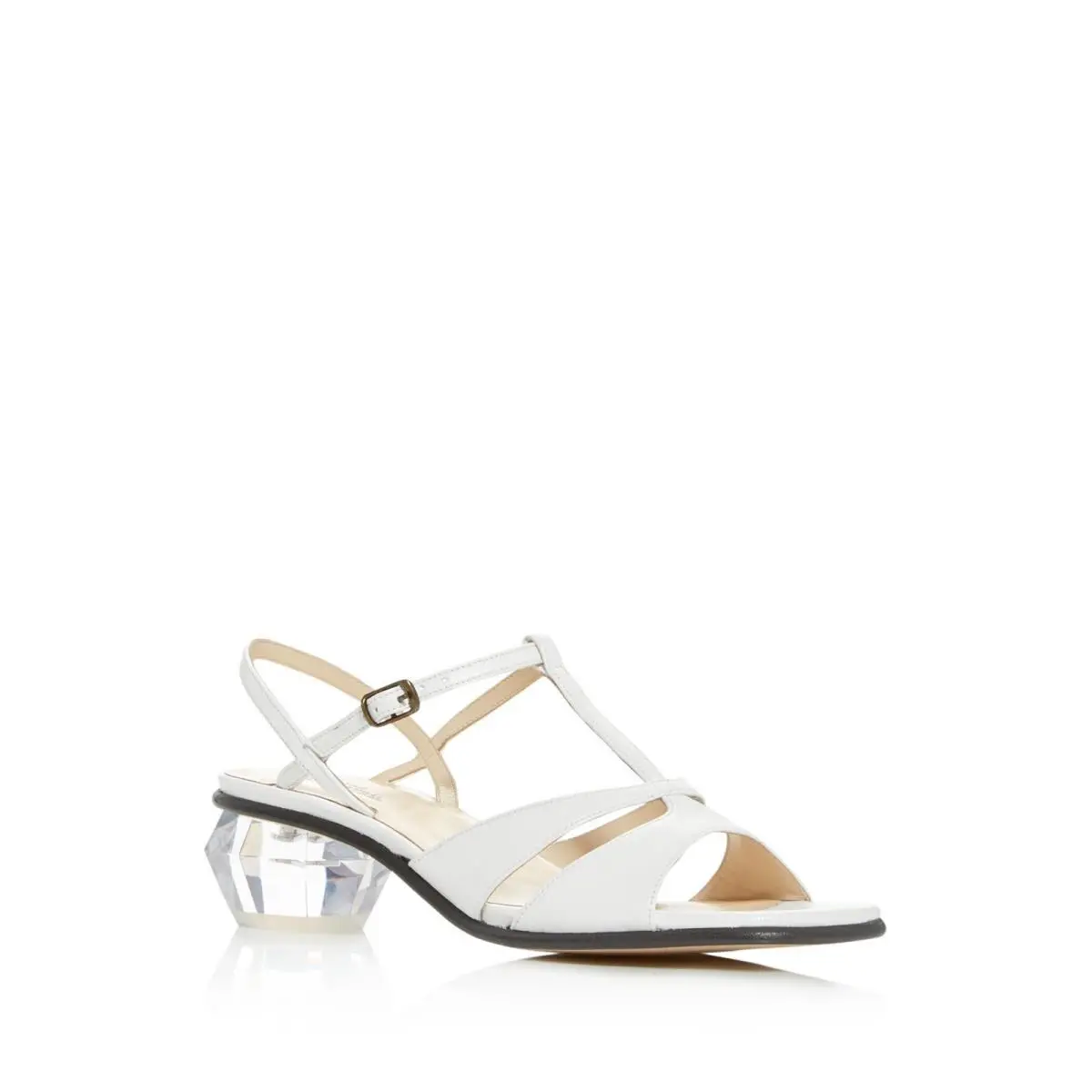 Womens White The Gem Toe Sculpted Heel Leather Slingback Sandal 38.5 by Marc Jacobs