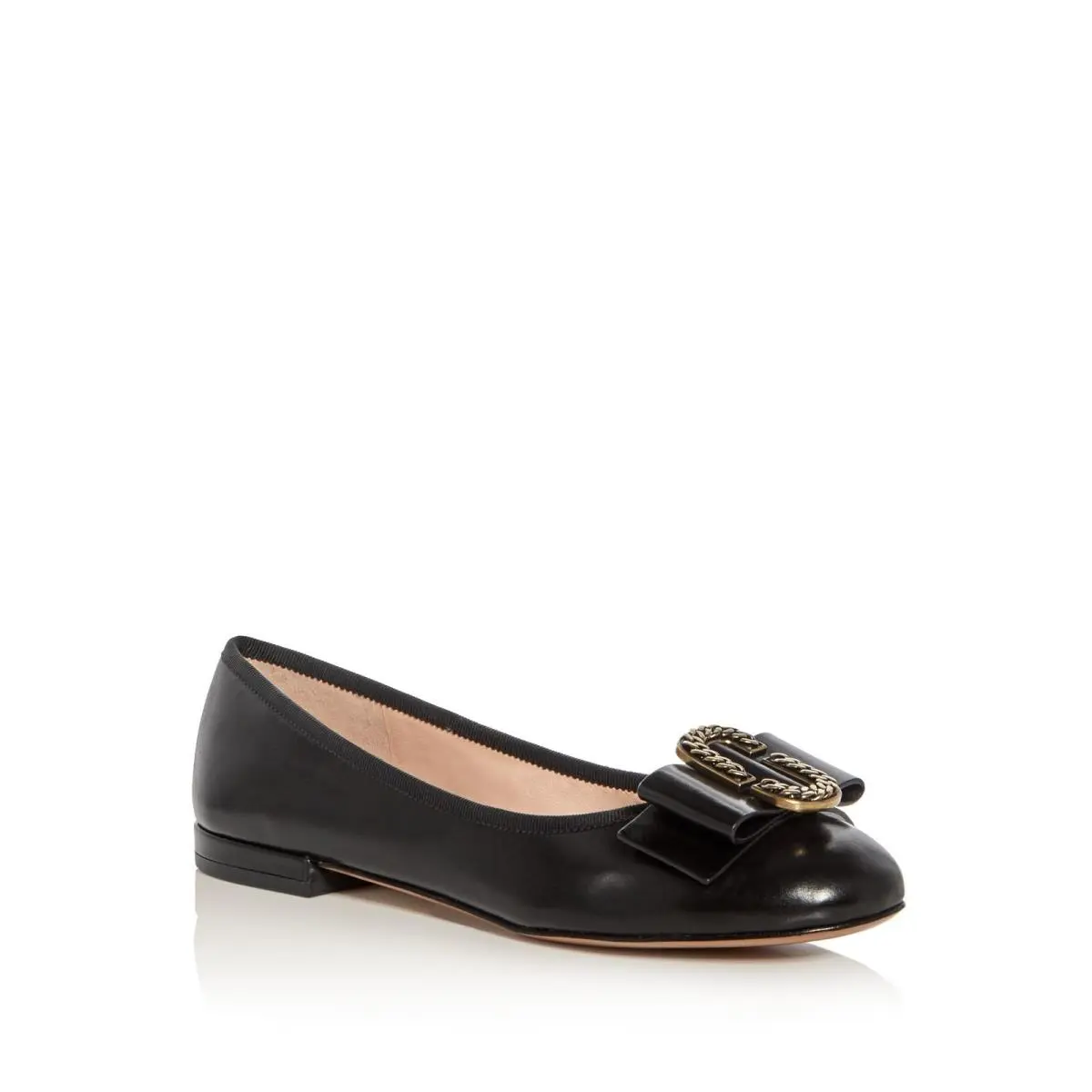 Womens Black Double J Interlock Toe Slip On Leather Ballet Flats 36 by Marc Jacobs
