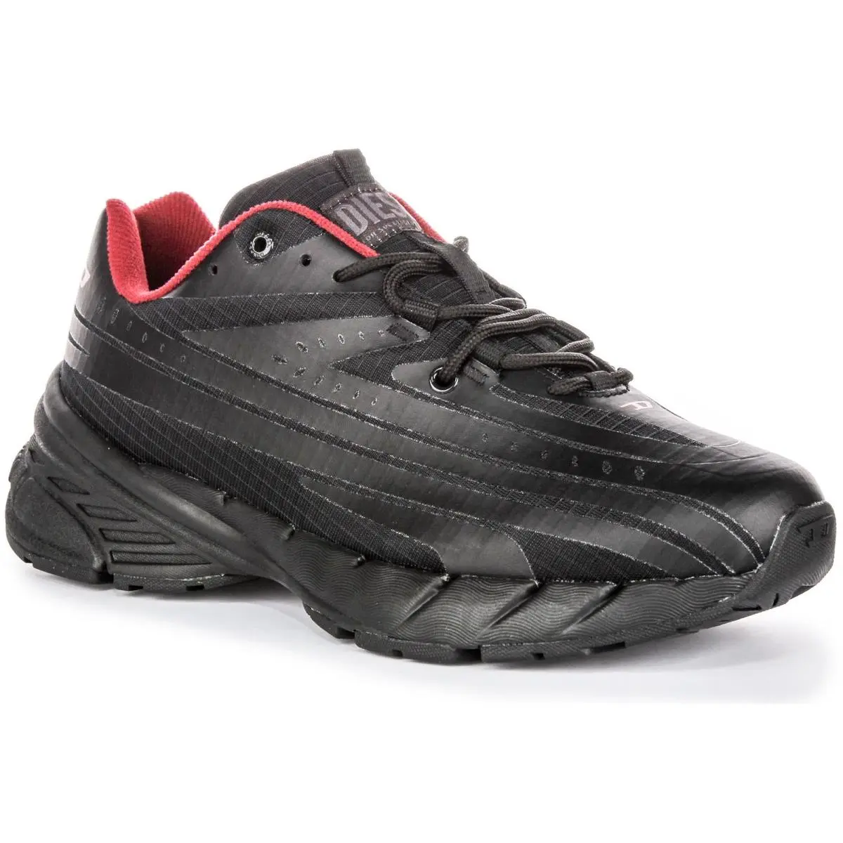 Diesel D-airspeed Low Squared Toe Sporty Strip Mens Sneaker Black US 7 - 13 - BLACK