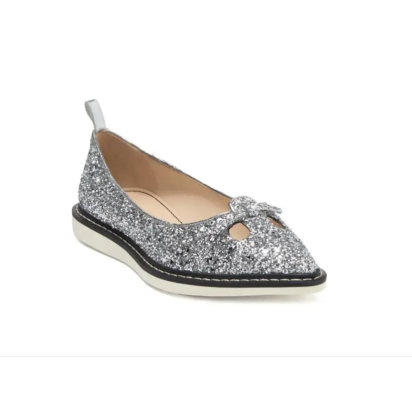 The Mouse Shoe Pointy Toe Glitter Loafer Silver Flats Womens Size 9 by Marc Jacobs