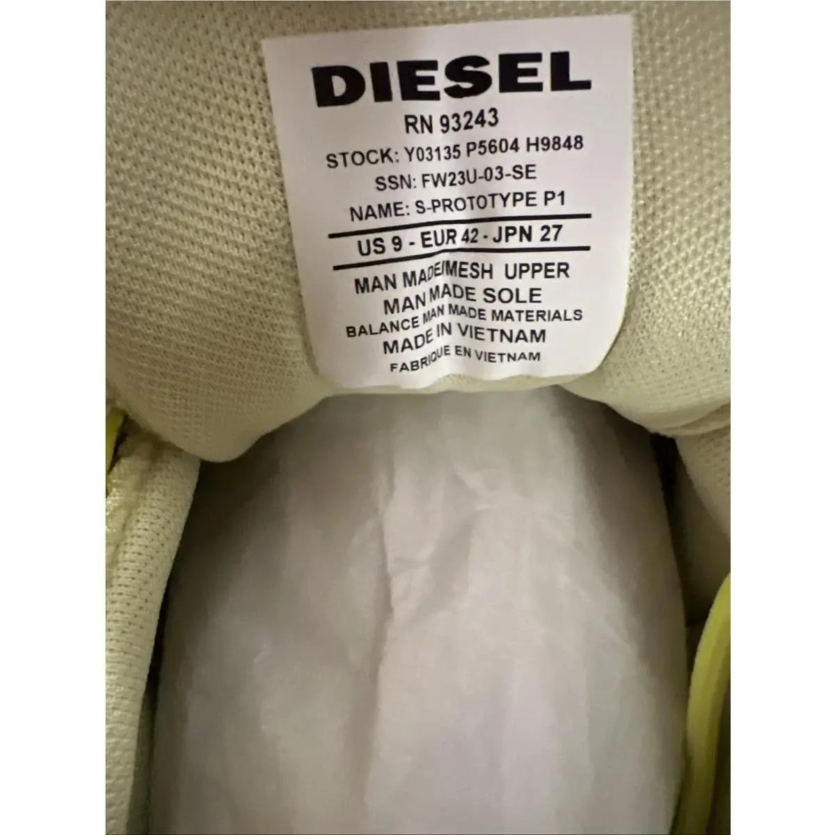 Diesel shoes - Diesel S-Prototype P1 - Y03135-P5604-H9848 - Yellow (UPC: 8059038753541) 7