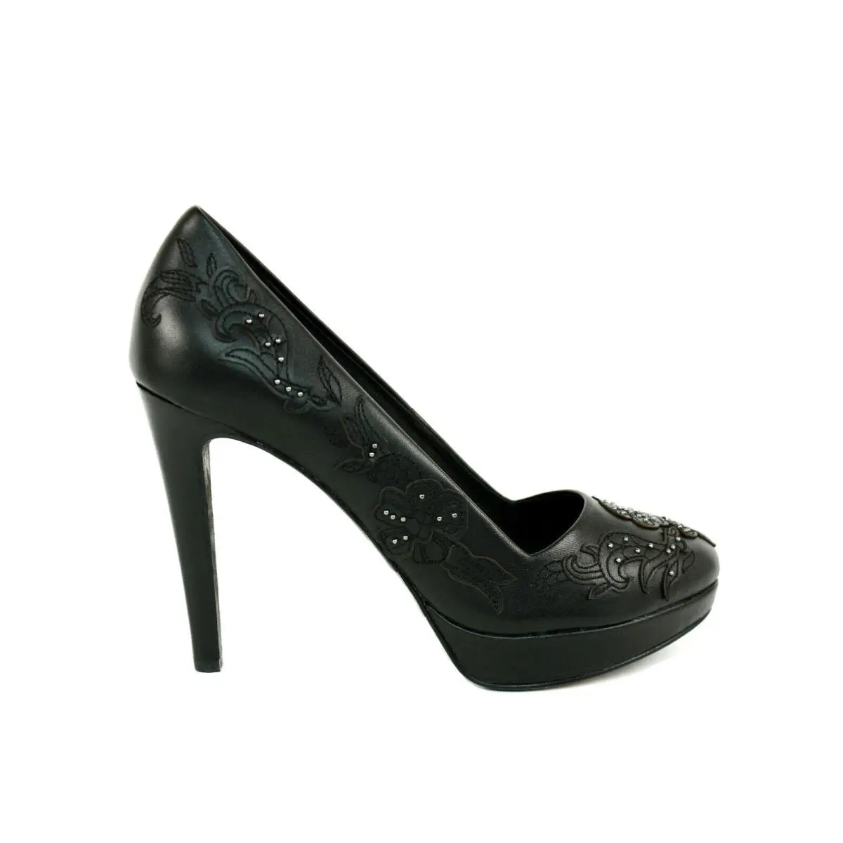 Diesel Kristaly Womens Pump Black Leather Heel Platform Shoe US 7.5M - Black