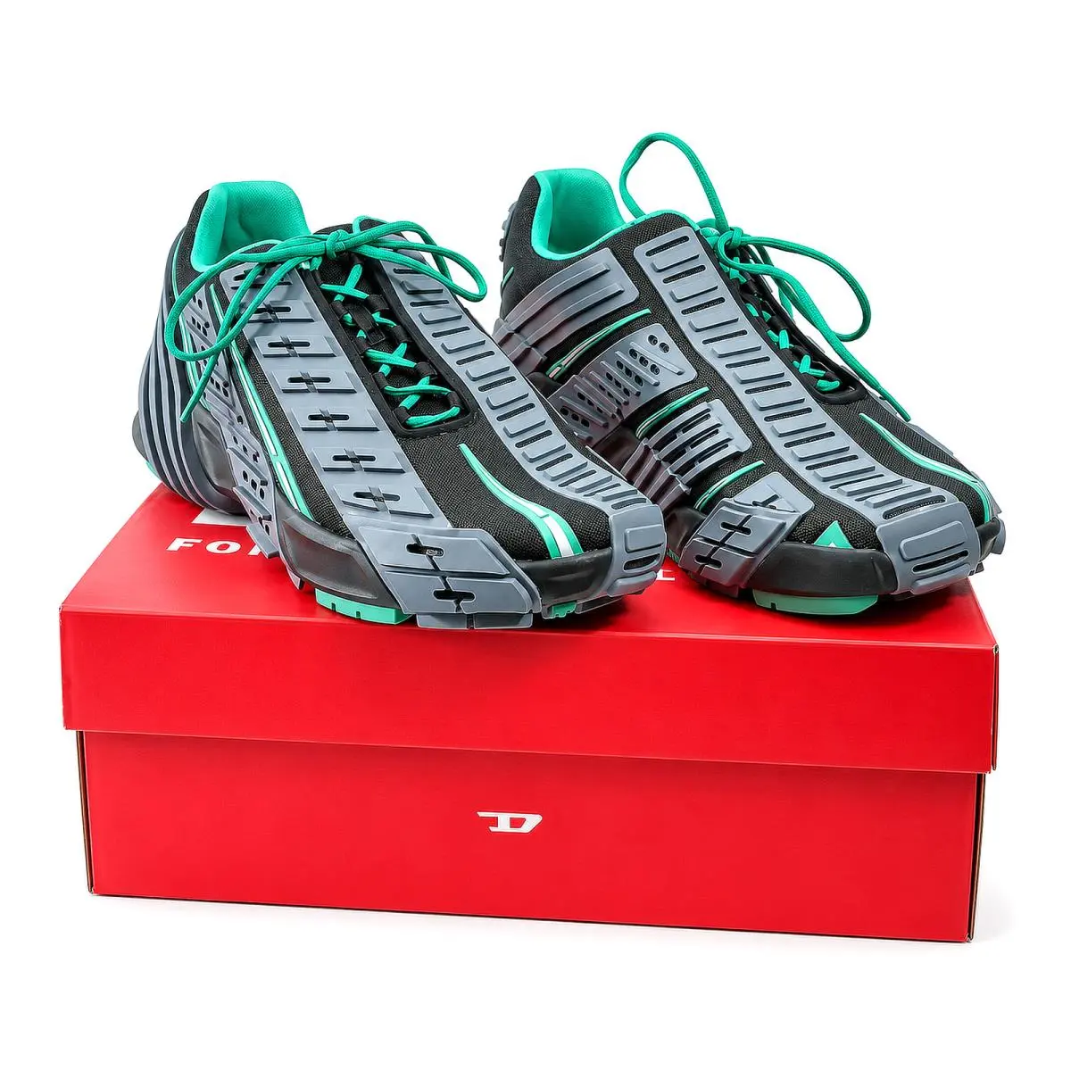 Diesel shoes - Diesel S-Prototype - Y02876-P4462-H9012 - Gray / Black / Mint Green 8