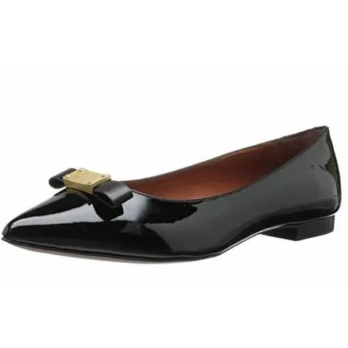 Women`s Front Bow Plate Pointed Toe Flat Black/black Size 8.5 by Marc Jacobs