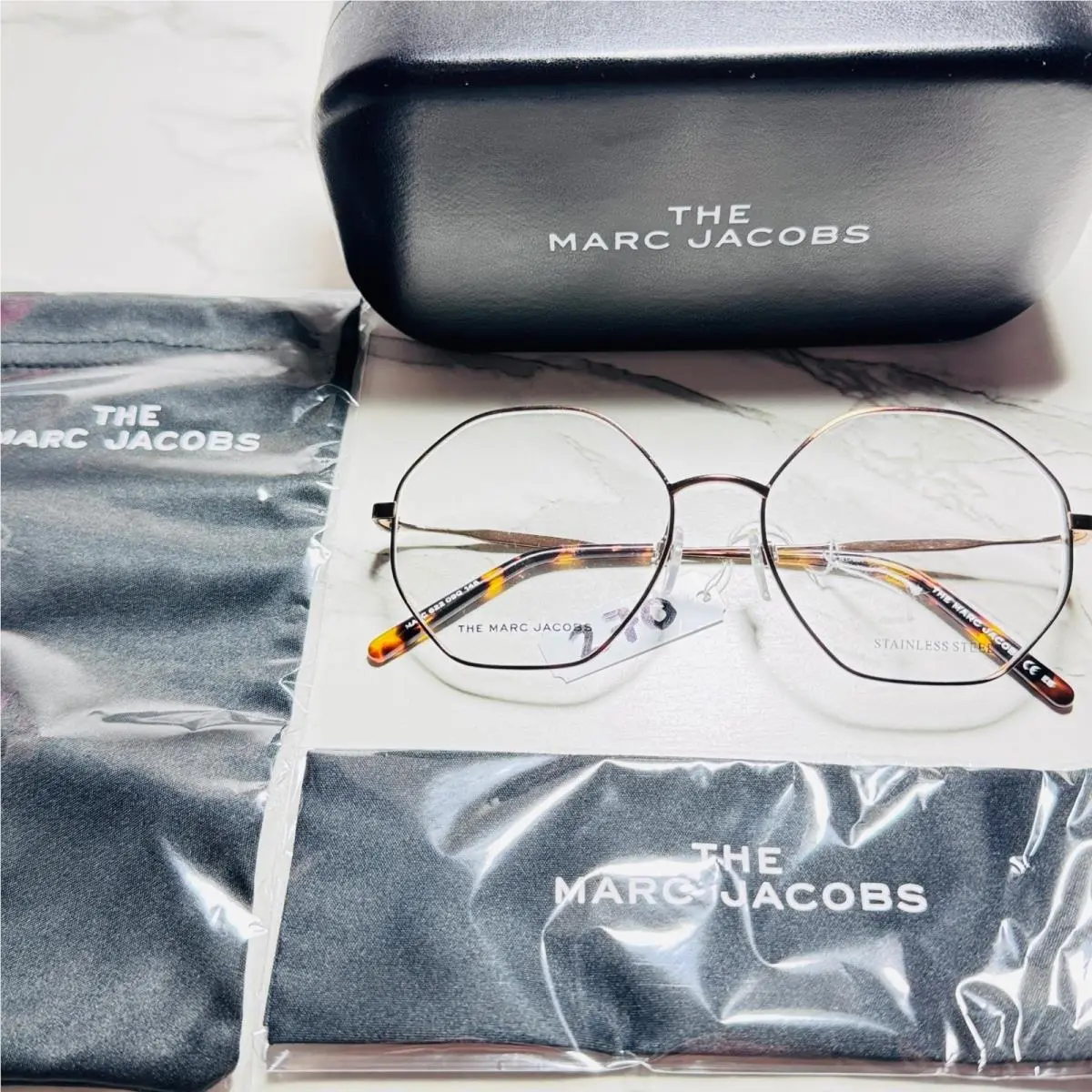 The  Marc 622 09Q Rose Gold Geometric Round Eyeglasses by Marc Jacobs