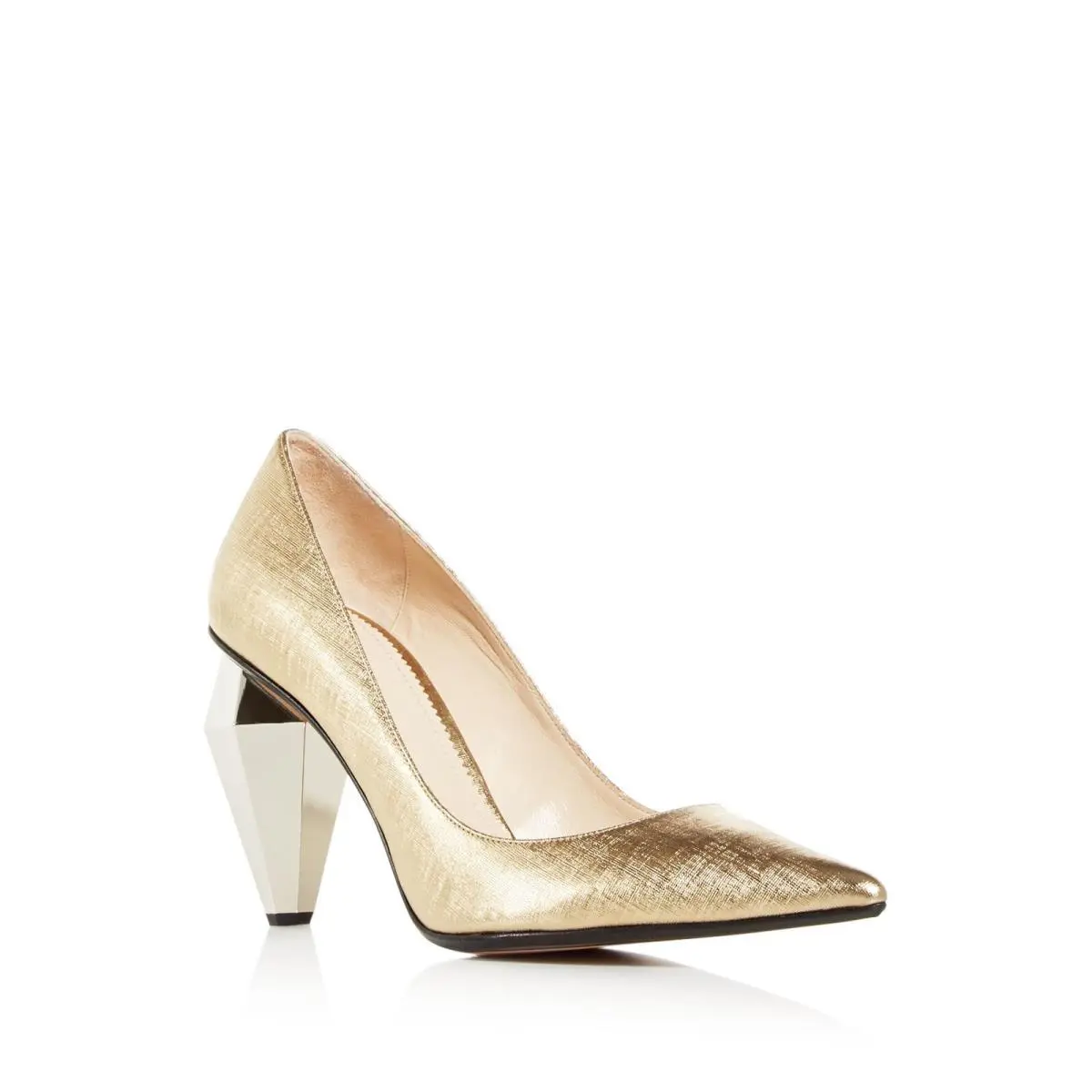 Womens Gold The Pump Toe Sculpted Heel Slip On Leather Pumps 37.5 by Marc Jacobs