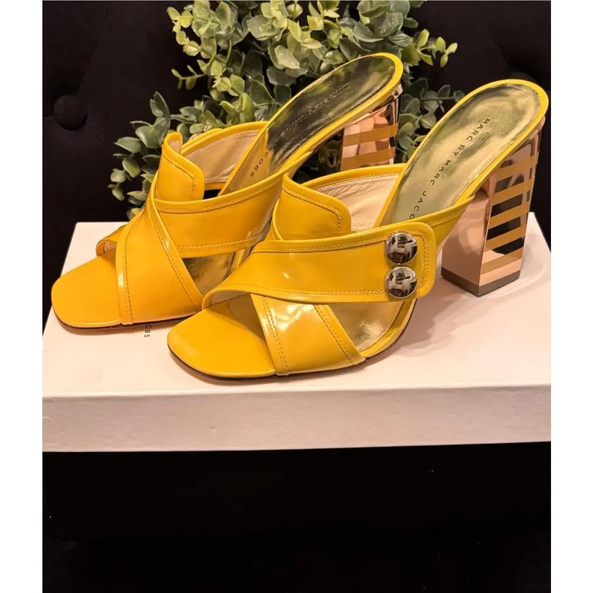 Marc Jacobs shoes - Marc by Marc Jacobs Art Deco Stripe Heels Yellow Gold - Yellow 1