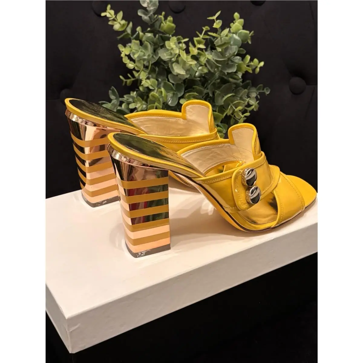 Marc Jacobs shoes - Marc by Marc Jacobs Art Deco Stripe Heels Yellow Gold - Yellow 3