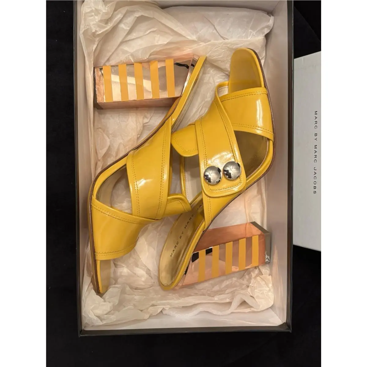 Marc Jacobs shoes - Marc by Marc Jacobs Art Deco Stripe Heels Yellow Gold - Yellow 5