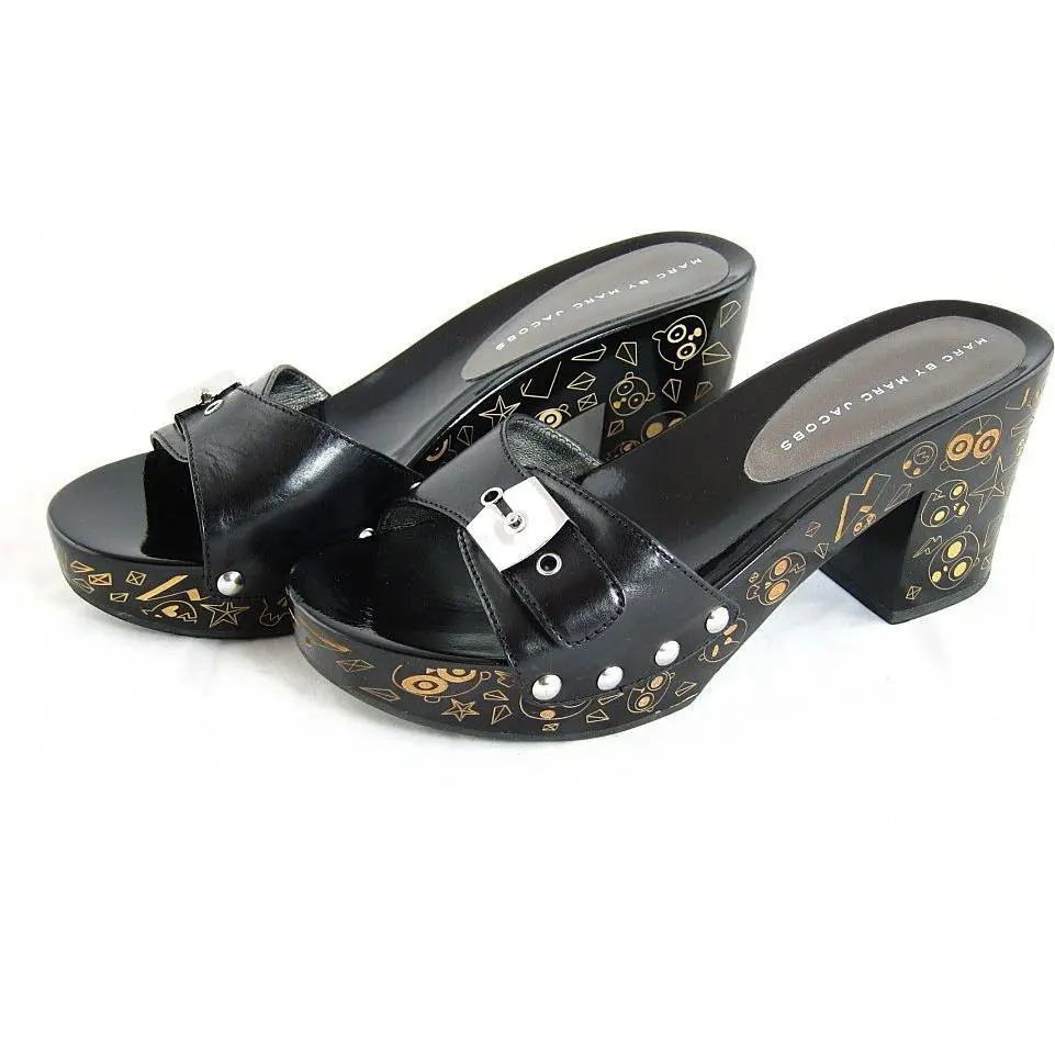 Graffiti Black Chunk Heel-org by Marc Jacobs