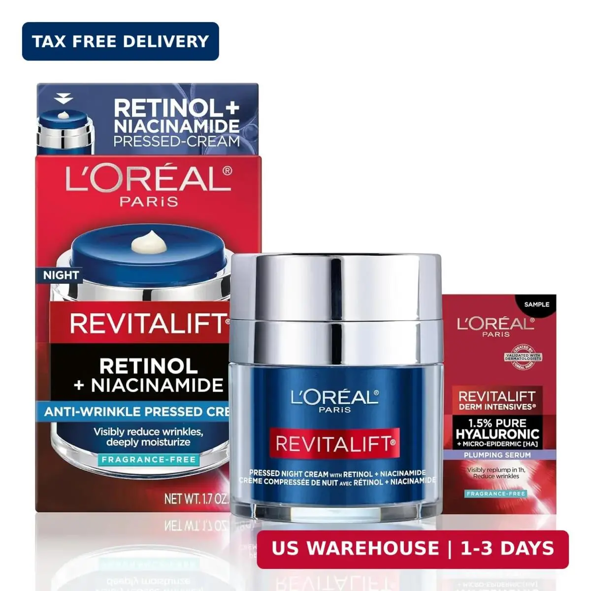 L`oreal Paris Revitalift Pressed Night Cream Retinol + Niacinamide Reduces Wri by L'Oréal