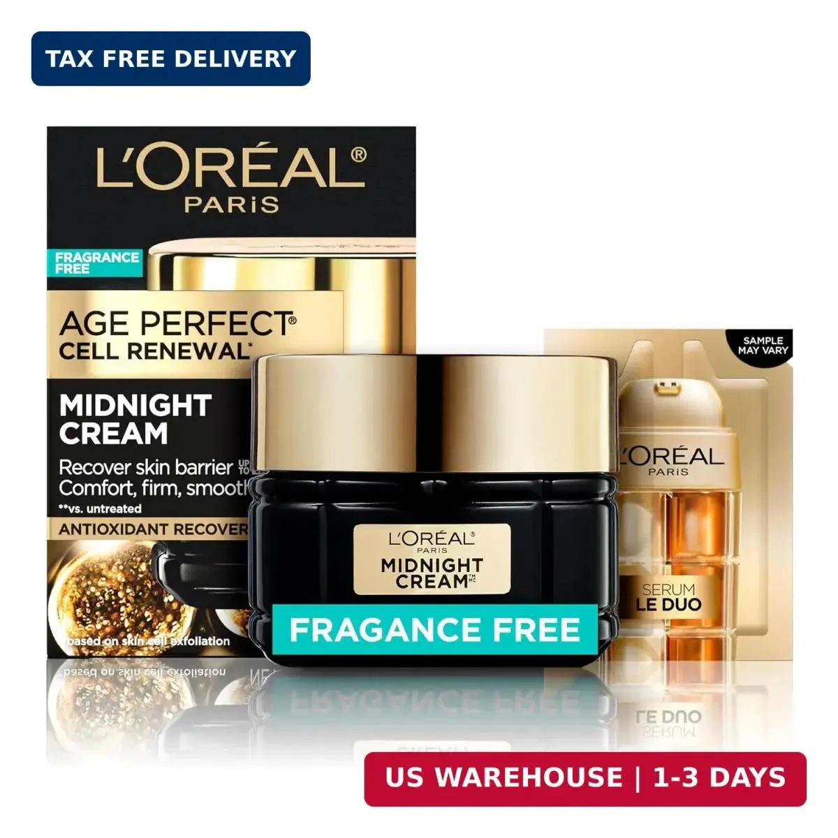 L`oreal Paris Age Perfect Anti-aging Midnight Cream 1.7 Oz + Serum Sample by L'Oréal