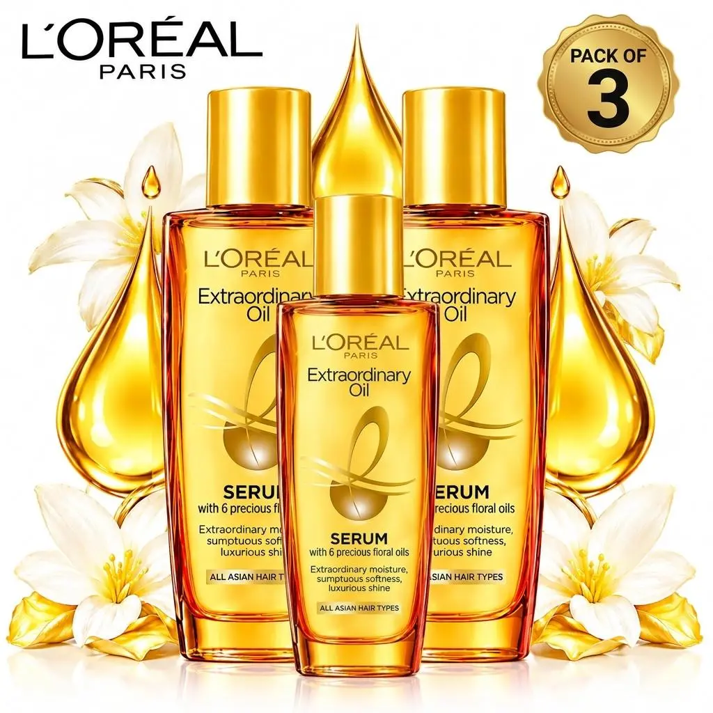 3 Pack L`oreal Paris Extraordinary Oil Serum For Hair Shine Frizz Control 30ml by L'Oréal