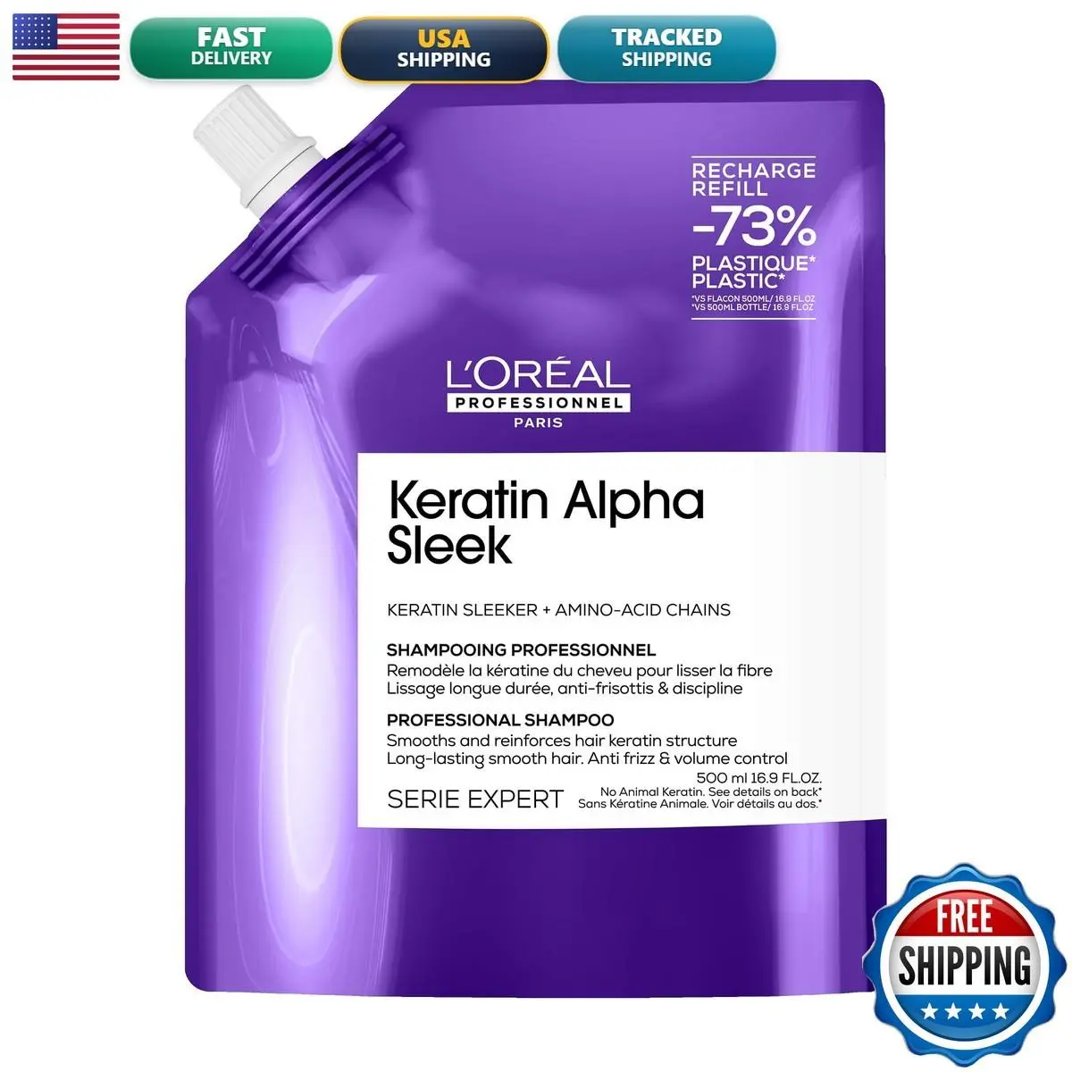 L`oréal Professionnel Keratin Alpha Sleek Shampoo - Refill Frizzy Hair by L'Oréal