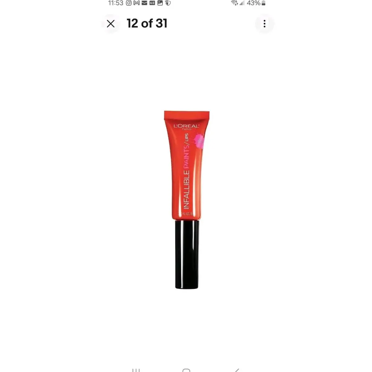 L`oreal Infallible Paints Lip Color 322 Orange Envy Pack OF 15 by L'Oréal
