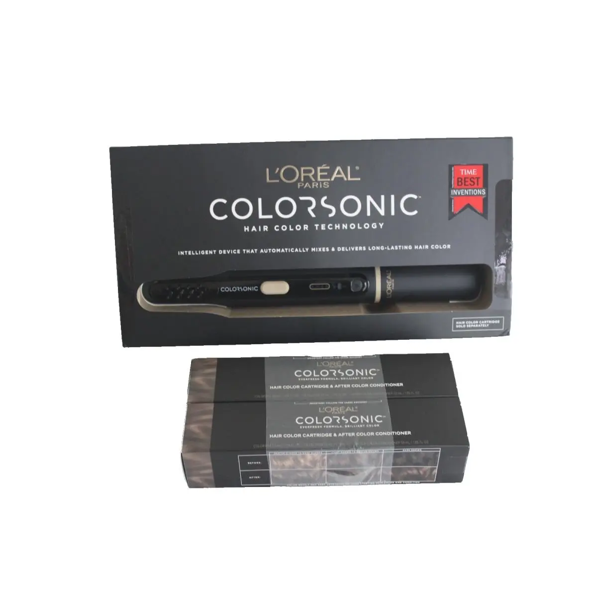 L`oreal Colorsonic Hair Color Device with Two Light Ash Brown Cartridges Read by L'Oréal