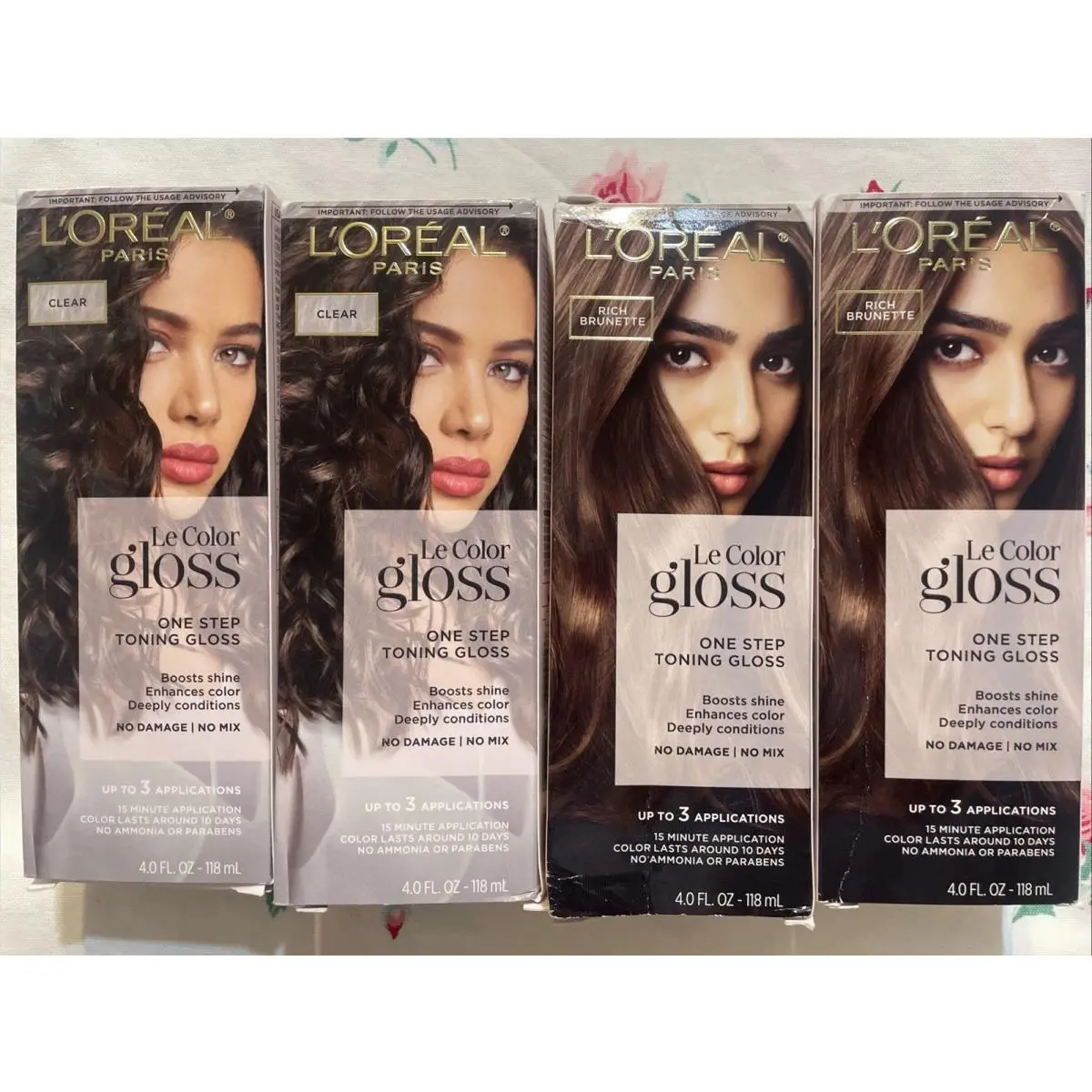 4 Assorted Loreal Lecolor Gloss Rich Brunette Clear Boost Shine Deep Cond by L'Oréal